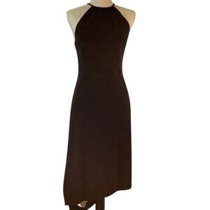 White House Black Market Women's Assymetrical Hem Halter Black Dress Size P/S